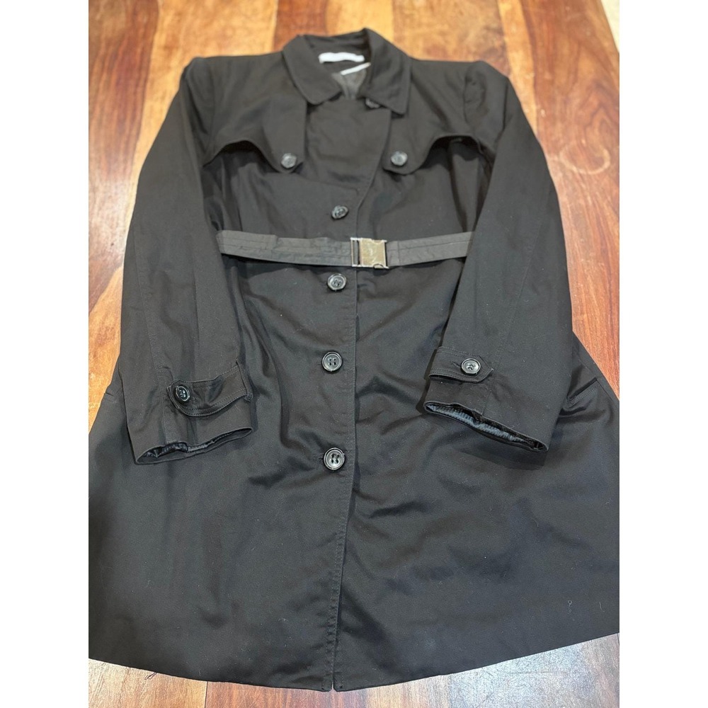 RICKI'S trench coat women XXL black belted button front long sleeve stretch